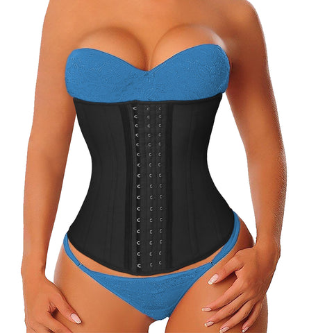 YIANNA Waist Trainer Women Body Shaper Long Torso Tummy Control Corset for Sport Cincher Latex Shapewear Slimming Trimmer Black 110688 M