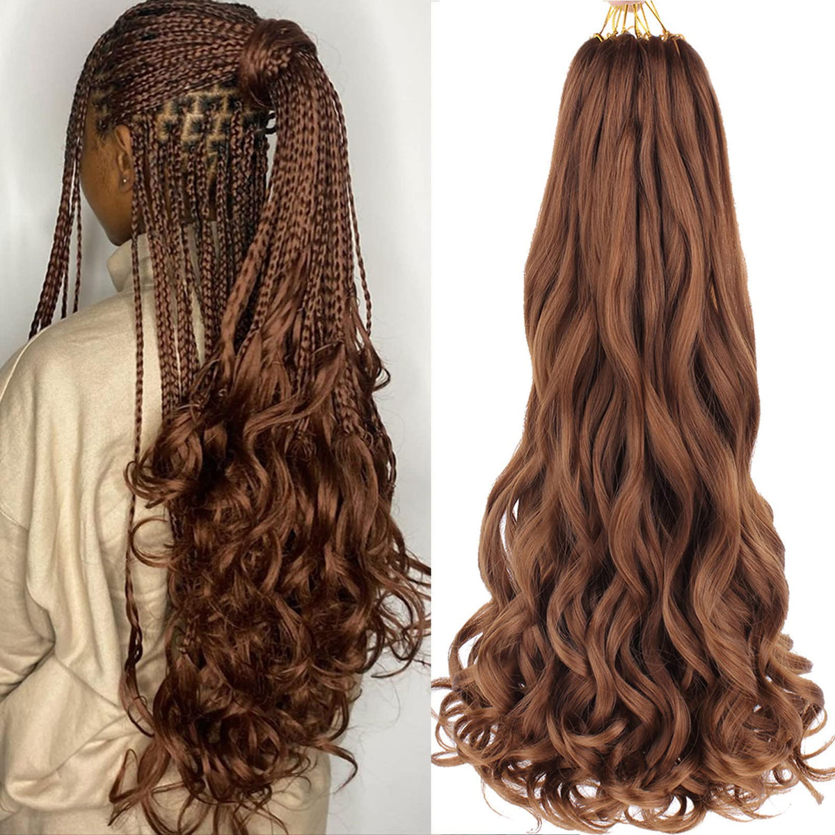 Xtrend 18 Inch Pre Stretched Bouncy Braiding Hair 8 Packs Loose Wavy Braiding Hair French Curly Synthetic Hair Extension For Boho Box Braids Crochet Braiding Hair Women ?18 Inch?30#?