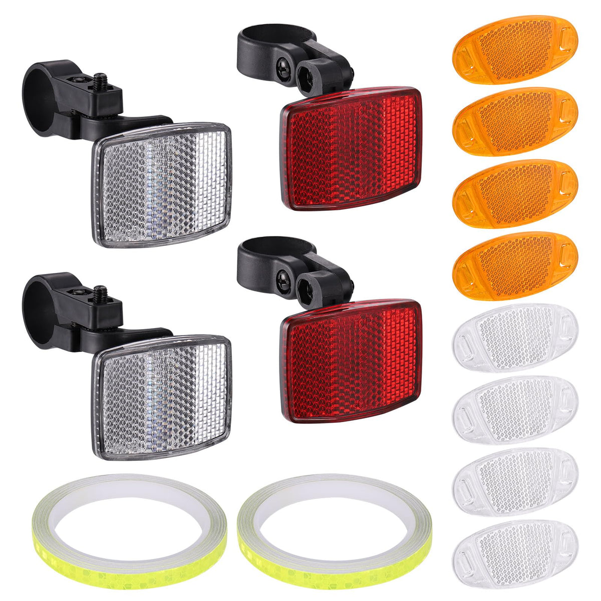 14Pcs Bicycle Reflector, Front/Rear Bike Reflectors, High-Reflective Cycling Reflectors, Bike Wheel Reflector, Universal Accessories for Mountain Bike, Children Bike (White, Red, Orange)