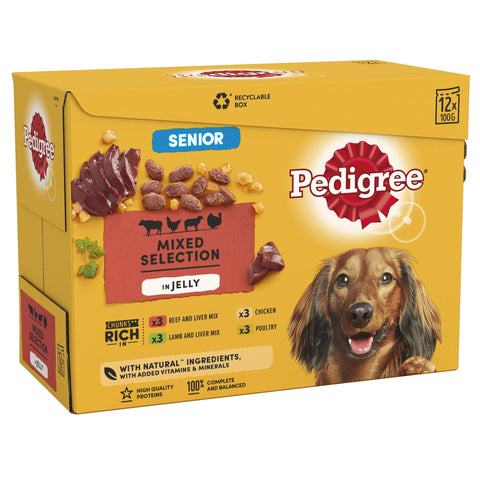 Pedigree Senior Wet Dog Food Vital Protection in Jelly for Senior Dogs, 48 Pouches (48 x 100 g)