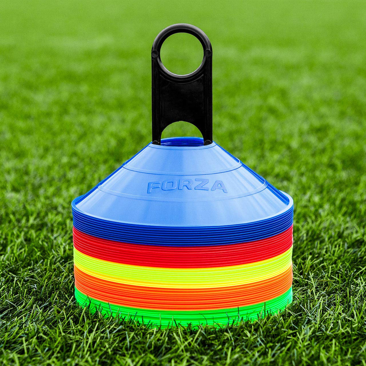 FORZA Training Marker Cones [50 Pack] - 10 Colour Options | Premium-Grade Training Cones & Stand | Multi Sport - Rugby/Netball/Football Cones | Sports Equipment