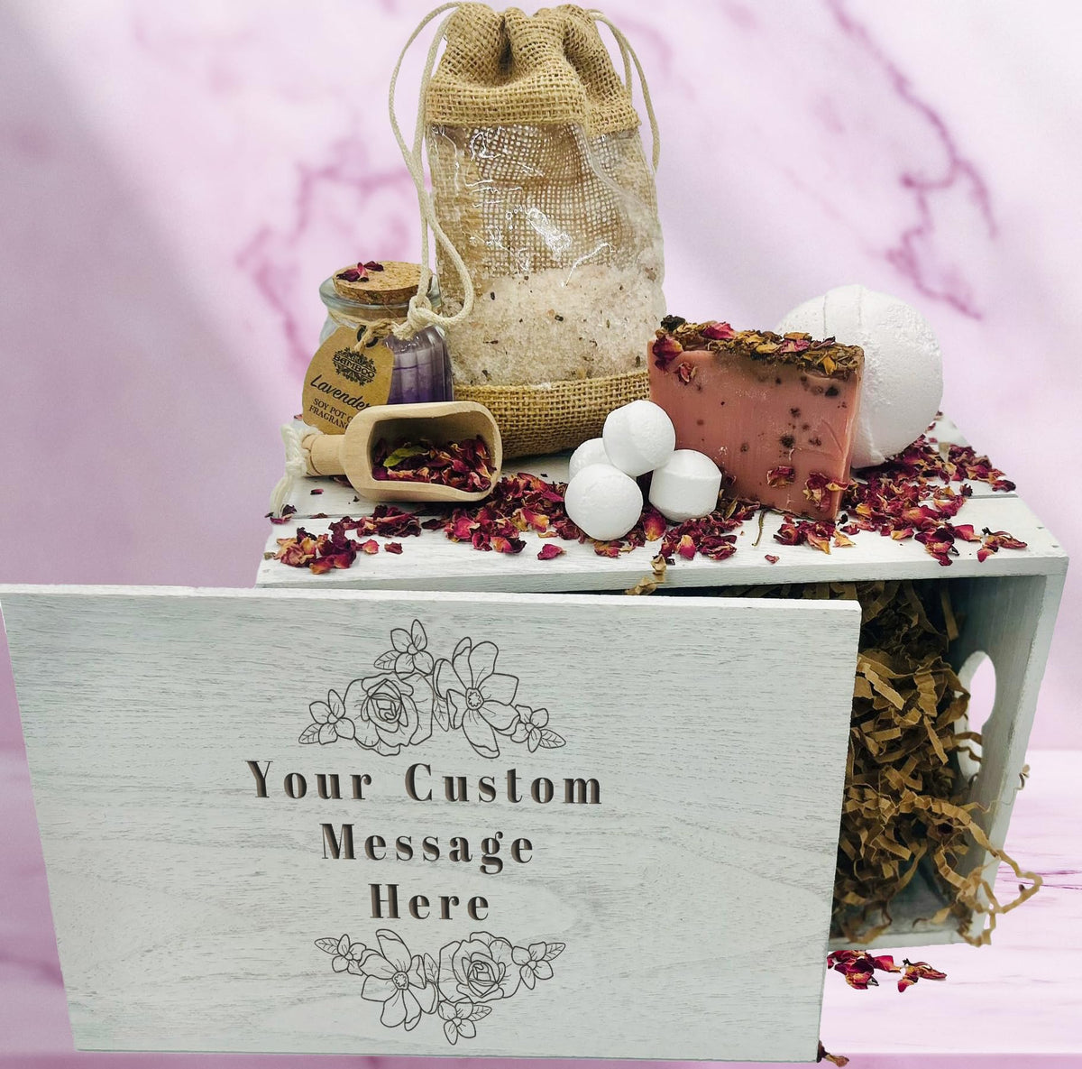 Hippowarehouse Personalised Gift Set Engraved Luxury Beauty Bath Mothers Day Birthday Pamper Gifts for Women hamper women keepsake box