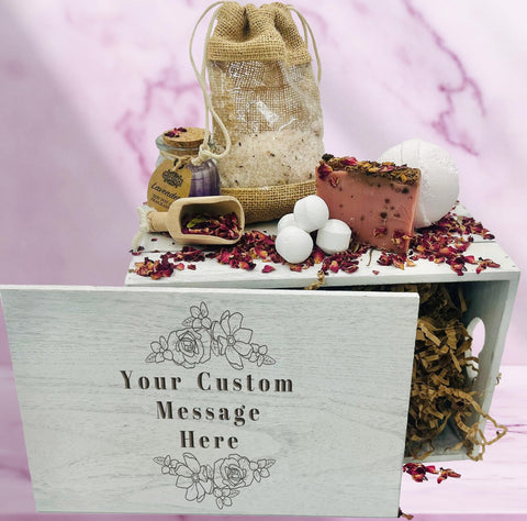 Hippowarehouse Personalised Gift Set Engraved Luxury Beauty Bath Mothers Day Birthday Pamper Gifts for Women hamper women keepsake box