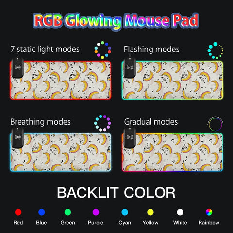 Banana Wireless Charging Mouse Pad for Mobile Phone Extra Large Gaming Mousepad with 13 Lighting Modes Keyboard Mat for MacBook PC Laptop Desk Office Home Gaming