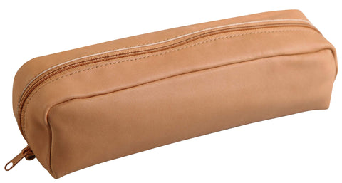 Clairefontaine - Ref 8300C - Cuir Smooth Leather Rectangular Pencil Case - 22 x 5 x 3cm, Made From Genuine Lambskin Leather, Metal Zip With Leather Puller - Natural