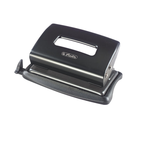 Herlitz Hole Punch with Stop, 1 Piece in Folding Box Made of Clear Film Material, 1.2 mm, Blue Black