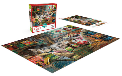 Buffalo Games - Cats Collection - Laid-Back Tom - 750 Piece Jigsaw Puzzle Black,orange,yellow, 24"L X 18"W