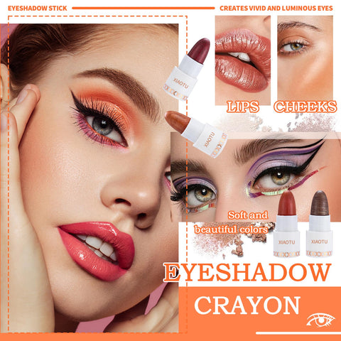 XiaoTu 8 Colors Eyeshadow Stick Set,Professional Long Lasting High Pigmented Contouring & Highlighter Cream Eyeshadow Pencil Crayon,Colorful Shimmer Pearl Eye Shadow Sticks Makeup Set for Eyes