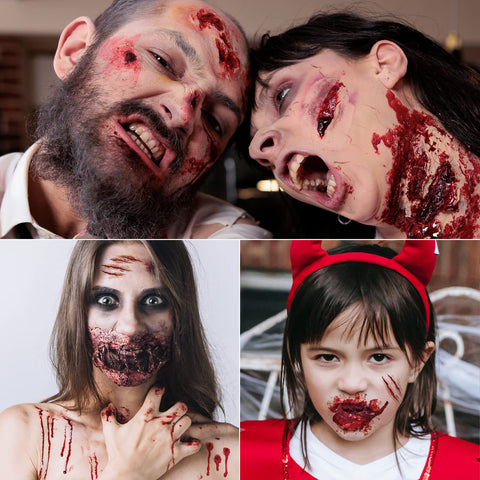 30 Sheets Scar Tattoo Temporary Halloween Makeup Tattoos Body Face Scar Realistic Temporary Zombie Tattoos Fake Bloody Wound Cosplay Party Masquerade