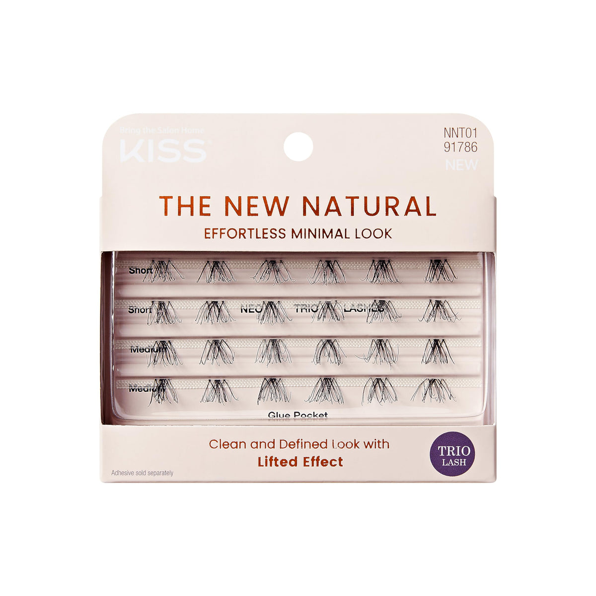 KISS The New Natural, False Eyelashes, Neo', 12mm-14mm, Includes 24 Wisps, Contact Lens Friendly, Easy to Apply, Reusable Strip Lashes