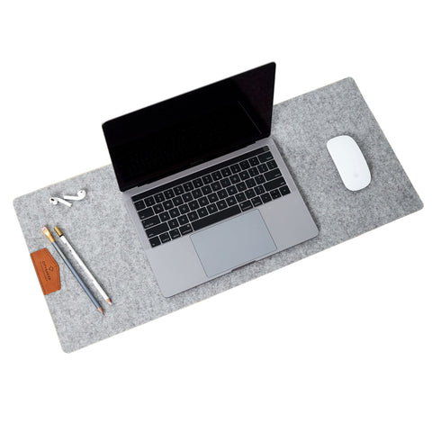 Felt Desk Mat 14x33 inch. (35x85 cm.) Anti Slip 100% Wool Desk Mat, Premium Quality Wool Felt Desk Pad, Extended Mouse and Keyboard Pad, Large Desk Mat Felt Grey/Anhracite Color Protective Desk Mat