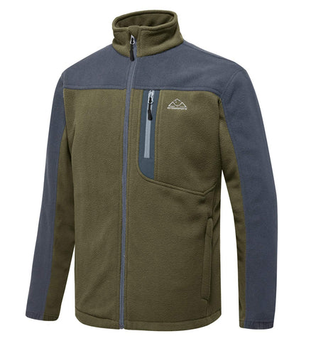 YSENTO Mens Outdoor Micro Fleece Full Zip Top Warm Winter Fleece Thermal Lightweight Walking Jacket(Green,XXL)