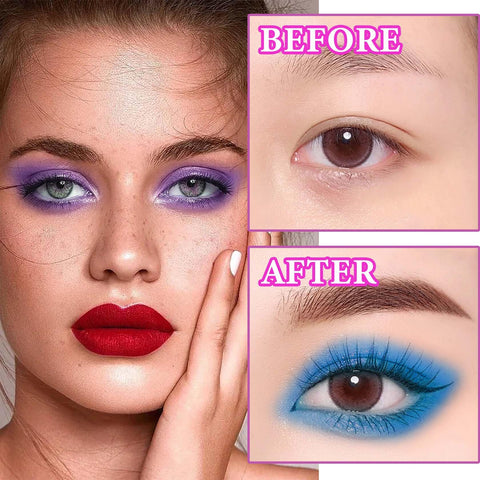 DuoZeng 16 Colors Glitter Purple Eyeshadow Palette,Shimmer Matte Eyeshadow Makeup Palette Pallet Highly Pigmented Waterproof Smokey Powder Pressed Blue Eye Shadow Palette