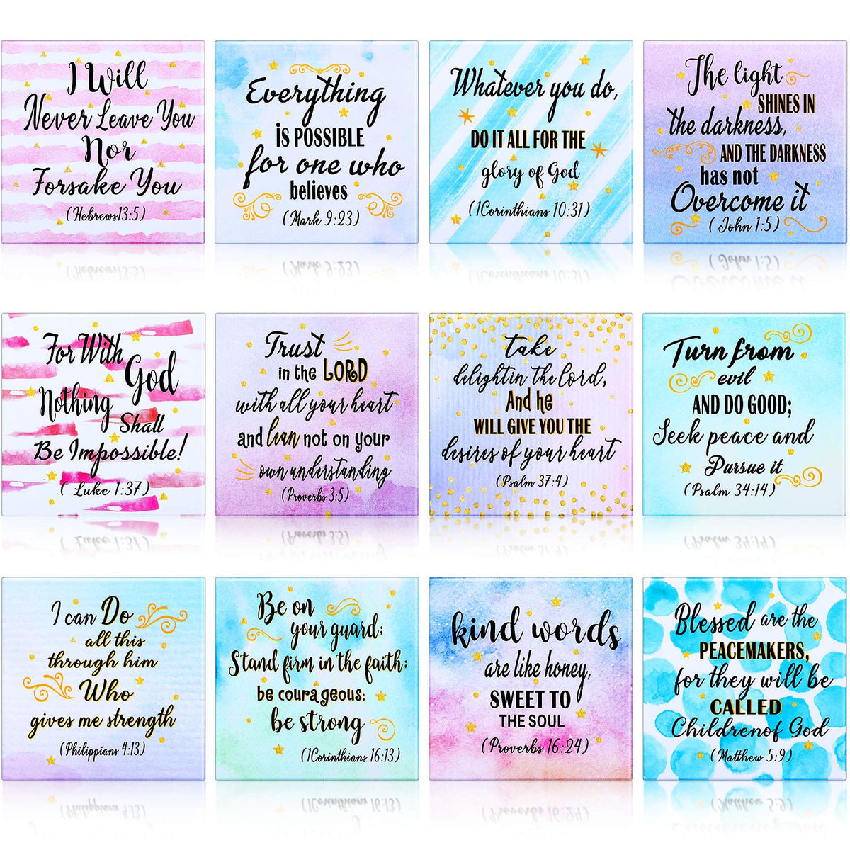 Weewooday 12 Pcs Inspirational Refrigerator Magnets with Bible Verses Christian Magnets Faithful Locker Magnets for Fridge Class Whiteboard Motivational Scripture Quotes Magnet Gifts Office Decor