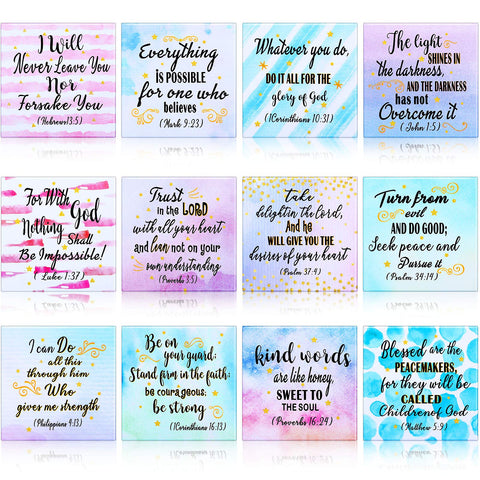 Weewooday 12 Pcs Inspirational Refrigerator Magnets with Bible Verses Christian Magnets Faithful Locker Magnets for Fridge Class Whiteboard Motivational Scripture Quotes Magnet Gifts Office Decor