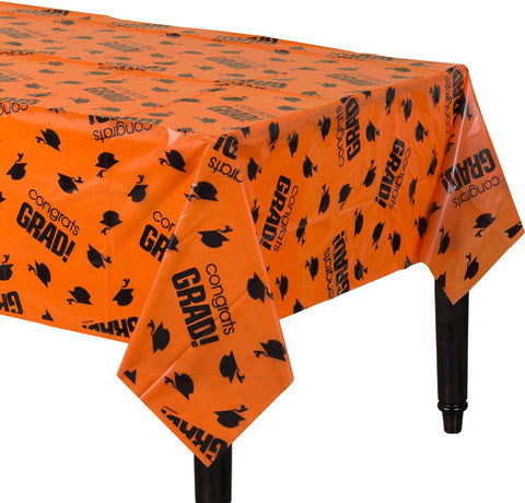 Amscan Flying Colors Graduation Party School Table Covers, Orange, 54" x 84"