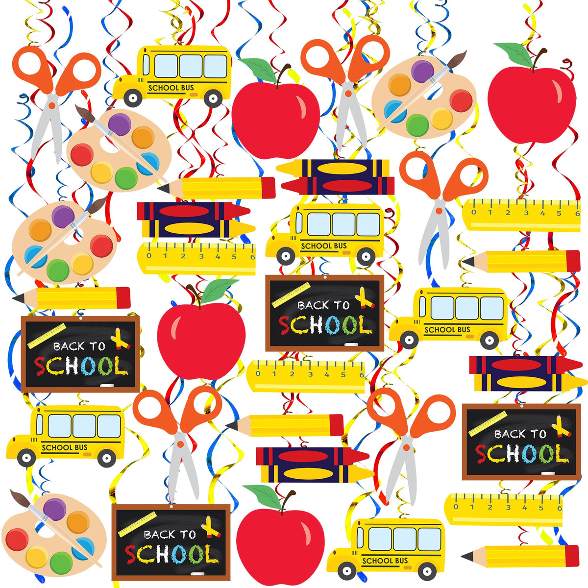 KatchOn, Hanging Swirls for Back to School Decorations - Pack of 46 | Back to School Hanging Decorations | Back to School Party Decorations | Teacher Appreciation Decorations | Classroom Ceiling Decor