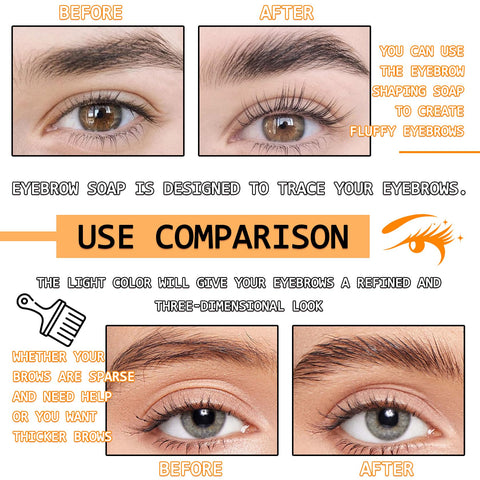 2Pcs Eyebrow Soap Kit,4D Eyebrow Wax Gel Long Lasting Brows Styling Soap,Transparent Eyebrow Shaping Gel Waterproof Eyebrow Styling Pomade