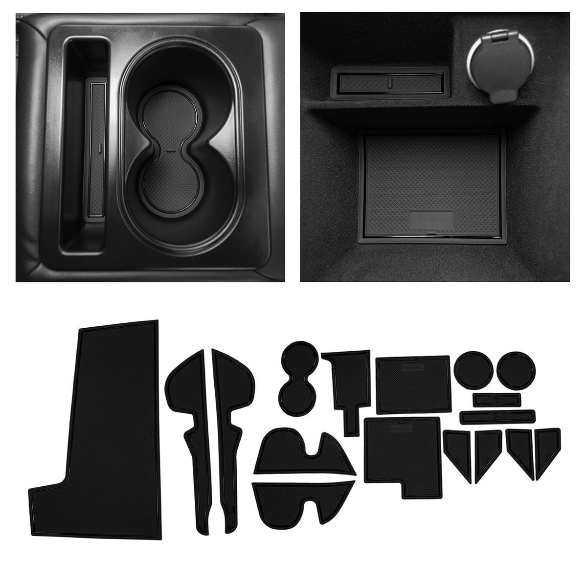 CupHolderHero fits Nissan Maxima Accessories 2015-2023 Premium Custom Interior Non-Slip Anti Dust Cup Holder Inserts, Center Console Liner Mats, Door Pocket Liners 17pc Set (Solid Black)