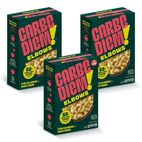 CARBE DIEM! Elbows | Lower Net Carb Pasta with a Traditional Flavor and Texture | Pasta Re-Imagined for Healthy Lifestyles | Reduced Calorie Food | Elbow Pasta | Reduced Calorie Noodles