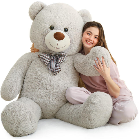 MorisMos Gray Giant Teddy Bear 120cm XXL, Large Plush Bear Stuffed Animal Cuddly Soft Toy Big, Kawaii Valentines Day Presents for Her Girlfriend Women Kids Girls Birthday Party Decorations