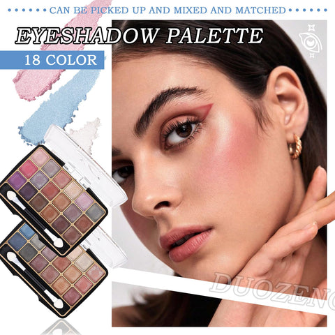 DuoZeng 18 Colors Eyeshadow Palette,Waterproof Glitter Eyeshadow Makeup Palette,Smokey Matte Eye Shadow Palette,Blendable Long Lasting Highly Pigmented Shimmer Eye Shadow Pallete Set?2PCS?