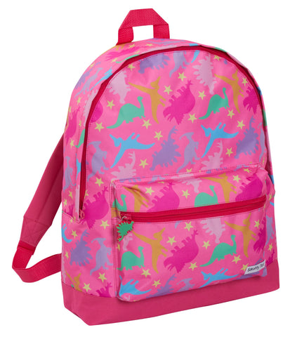 ScruffyTed Dinosaur Girls Backpack For Kids Large Capacity Travel Rucksack Nursery School Bag, Pink