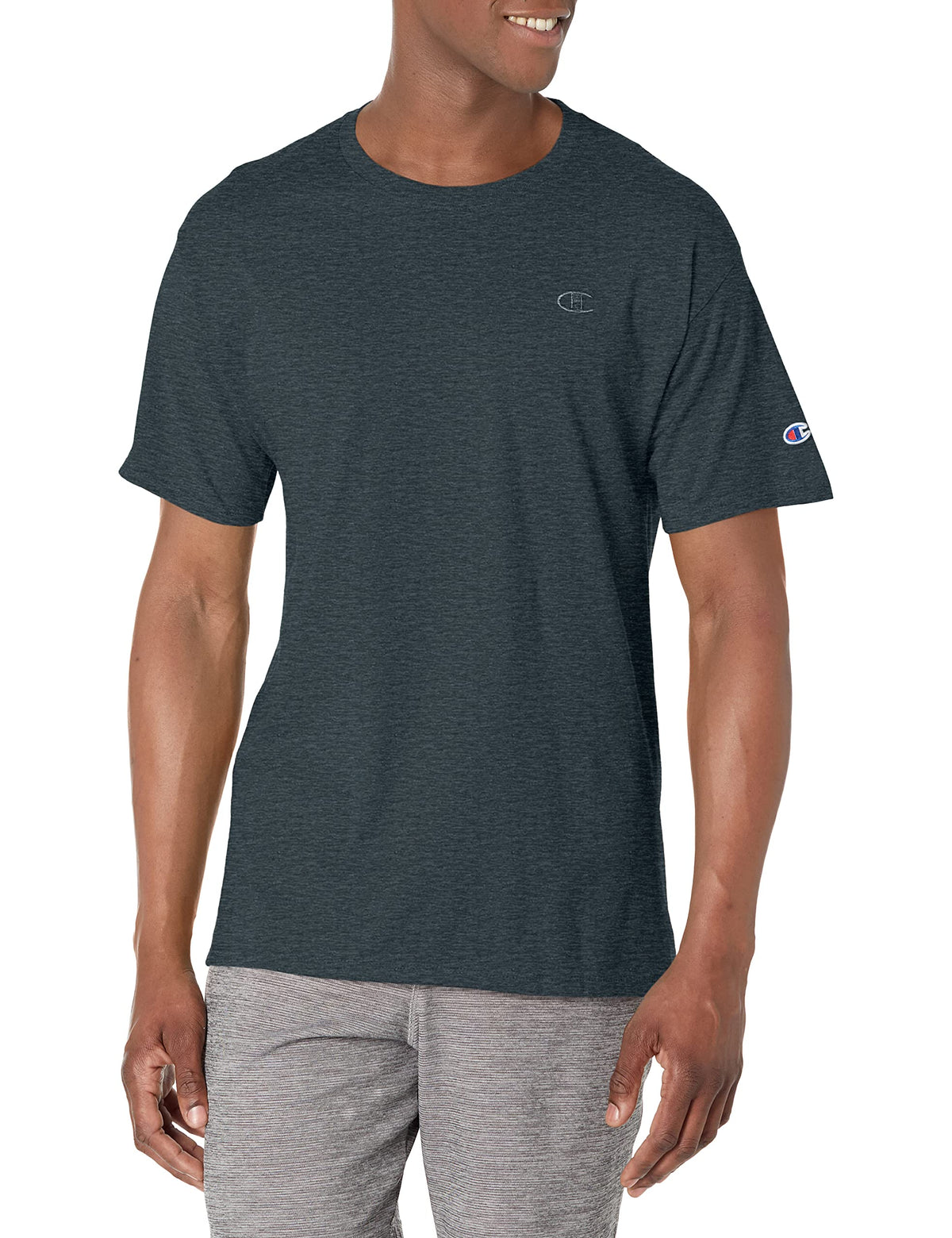 Champion Classic, Everyday Tee, Comfortable Soft Men's T-Shirt (Reg. or Big, Granite Heather, Large Tall