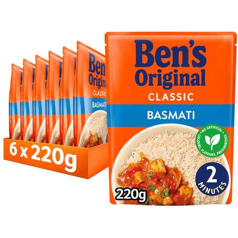 Bens Original Basmati Microwave Rice, Bulk Multipack 6 x 220 g pouches