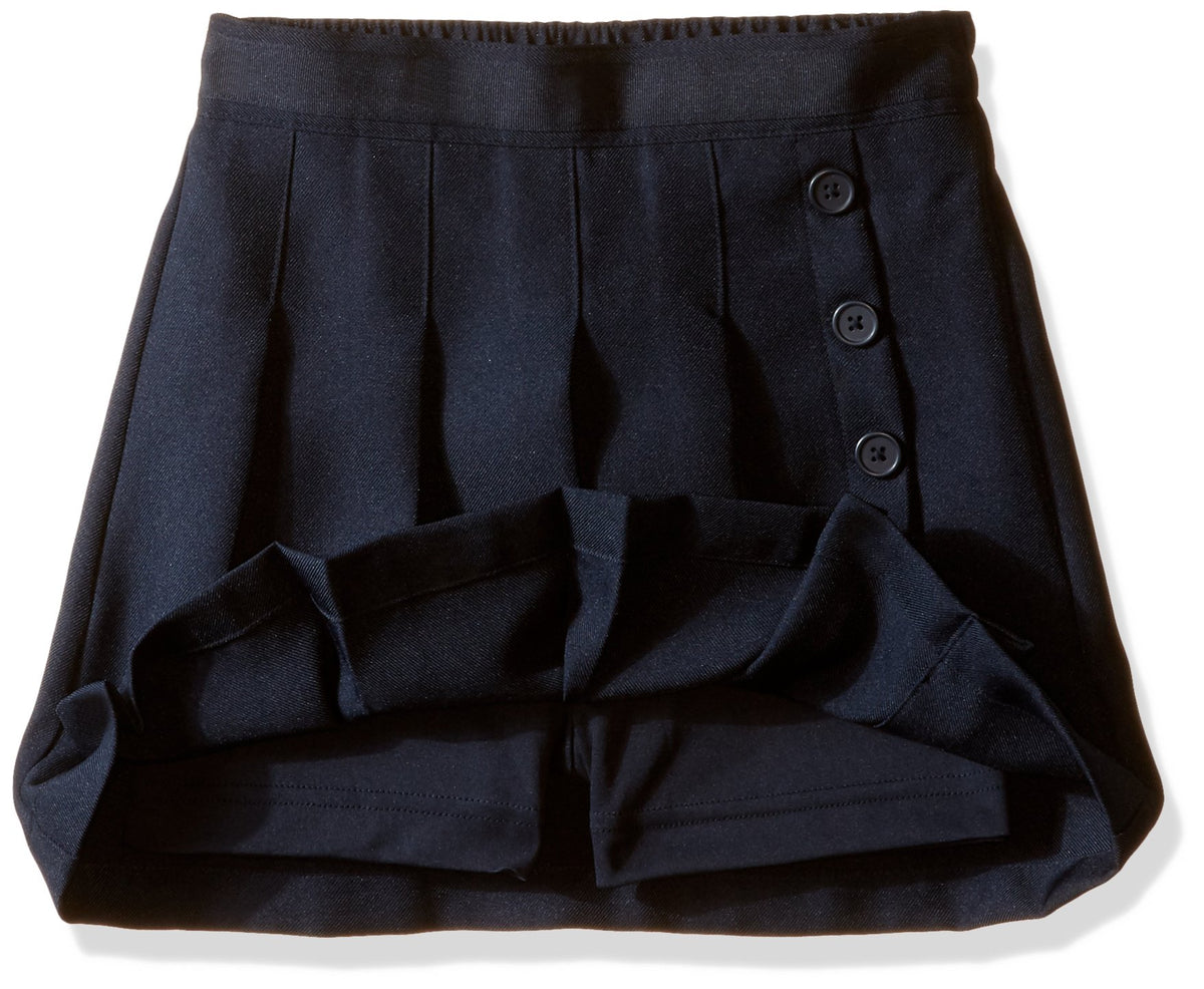 Nautica Girl's School Uniform Pleated Pull-on Scooter Skirt With Undershorts, Knit Waistband, Navy, 4