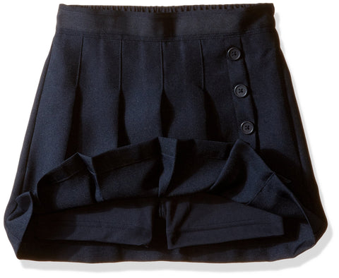 Nautica Girl's School Uniform Pleated Pull-on Scooter Skirt With Undershorts, Knit Waistband, Navy, 4