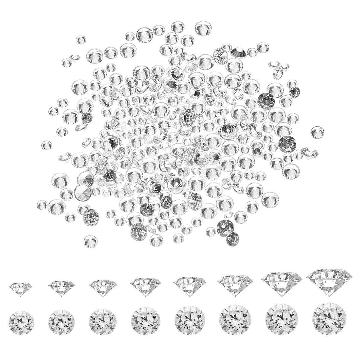 PH PandaHall 2400pcs 8 Sizes Cubic zirconia Cabochons Clear Faceted Charms Crystal Diamond for DIY Embellishment Necklace Earring Pendants