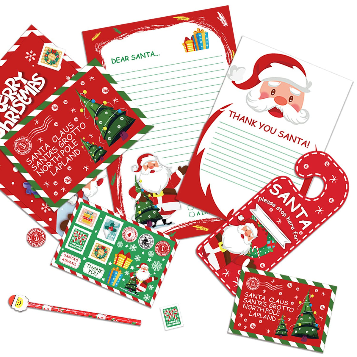 SULOLI Letter to Santa Kit,7PCS Santa Letter Set,Christmas Letter to Santa,Christmas List to Santa,Santa Writing Kit