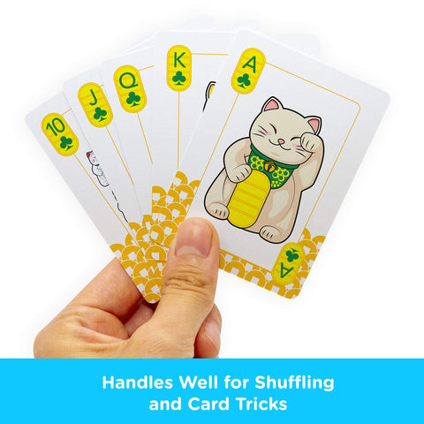AQUARIUS Lucky Cat Playing Cards - Lucky Cat Themed Deck of Cards for Your Favorite Card Games - Lucky Cat Merchandise & Collectibles - Poker Size with Linen Finish