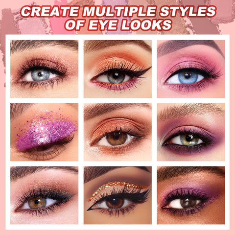 Boobeen 18 Pigmented Eyeshadow Palette, Colorful, Shimmer Matte Glitter Pressed Pearls Eye Shadow Makeup palette, Highly Pigmented Creamy Eyeshadow Powder Blendable Long Wearing, with Makeup Brush Set