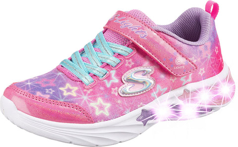 Skechers Kids Girls Star Sparks Sneaker, Pink Multi, 3 Little Kid