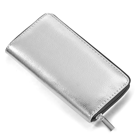 DonDon Ladies Metallic Look Purse with Zip - Money Pouch Soft in Silver 7.87" x 3.94" x 0.98"