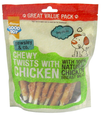 2X Good Boy Waggles and Co Chewy Twists with Chicken 320g VALUE PACK Pack of 3