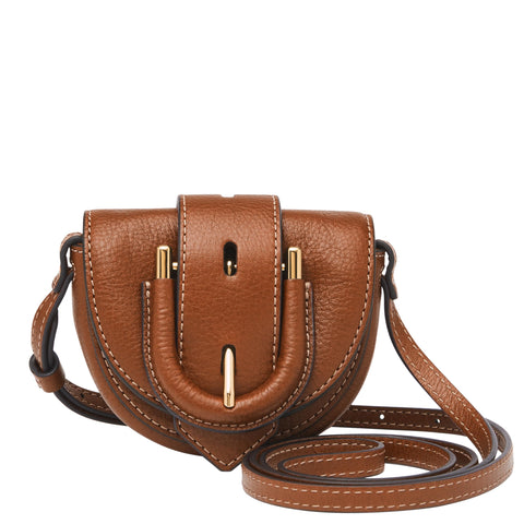Fossil Women's Harwell Leather Micro Flap Crossbody Purse Handbag, Brown (Model: ZB1849200)