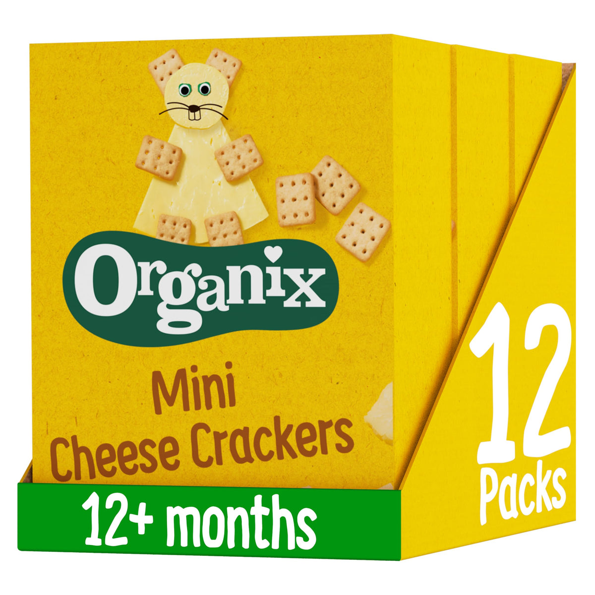 Organix Mini Organic Cheese Cracker Biscuits Toddler Snack 12+ Months Multipack 4x20g (Pack of 3)