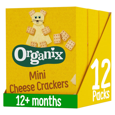 Organix Mini Organic Cheese Cracker Biscuits Toddler Snack 12+ Months Multipack 4x20g (Pack of 3)