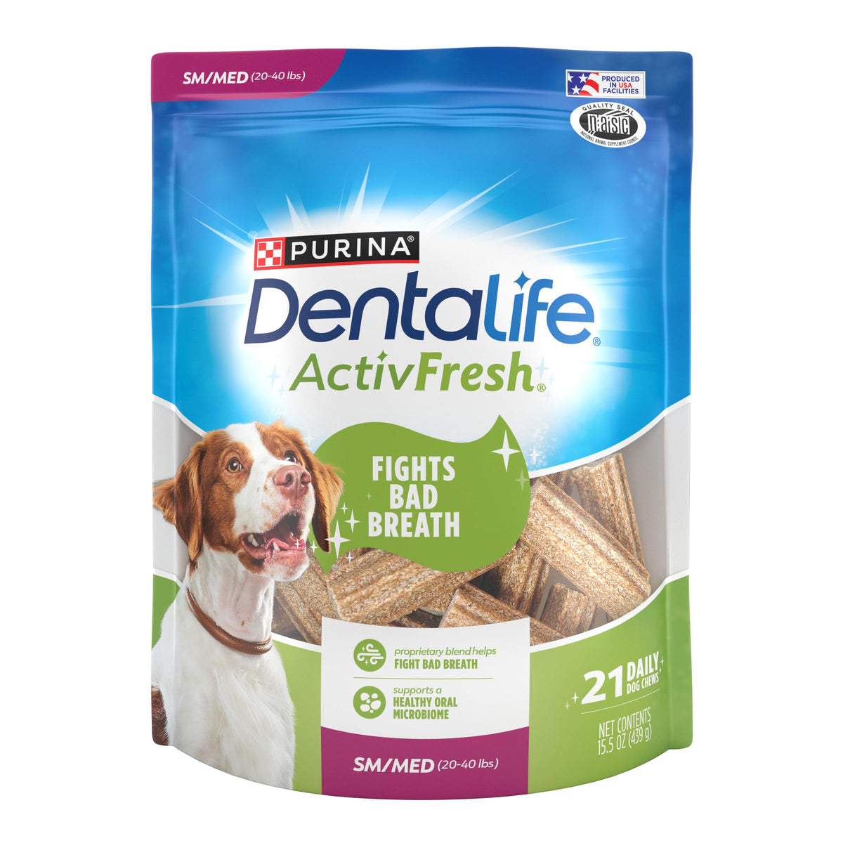 Purina DentaLife ActivFresh Chicken Flavor Small/Medium Breed Adult Dog Dental Chews - 15.5 oz Pouch (21ct) - 21 ct. Pouch