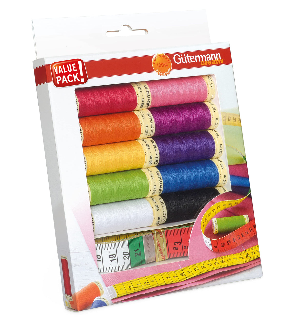 Gütermann Thread Set with Tape Measure, Polyester, Multicolor, 100m