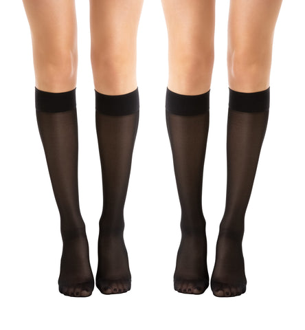 Relaxsan Basic 850 (2 Pairs - Black 1/S) Compression Socks for Women, Knee High Socks 18-22 mmHg