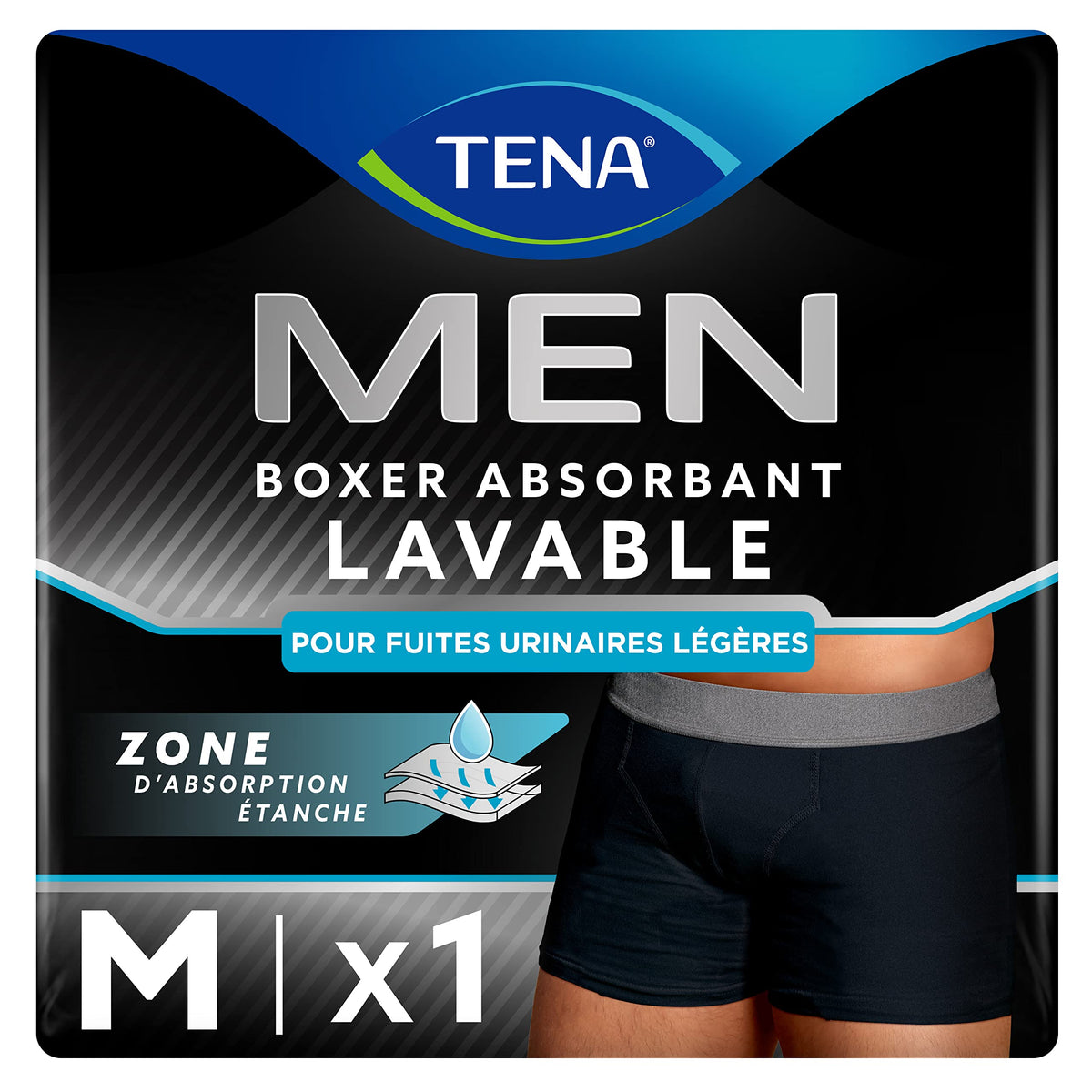 TENA Men Washable Protective Briefs for Men - Lightweight Urine Leakage - Classic Fit - Black