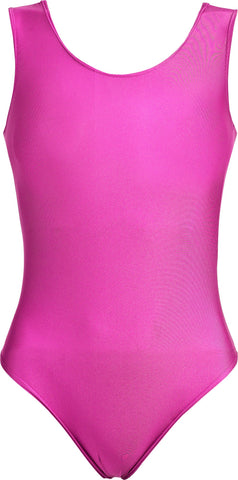 Hi-Co Girls Kids School Sport Dance Gymnastics Ballet Sleeveless Leotard Fuchsia Pink 9-10 Years