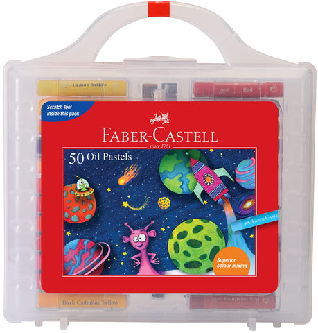 Faber-castell Oil Pastels Set of 50 Easy to Pack and Carry Colour Tool Box (Plastic Box Packing)