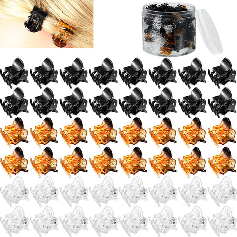 WILLBOND 100 Pieces Mini Hair Claw Clip Plastic Small Colorful Hair Clamps Clips Tiny No-slip Jaw Hair Clip with Box Container for Women Friends Styling Hair Accessories(Classic Colors)