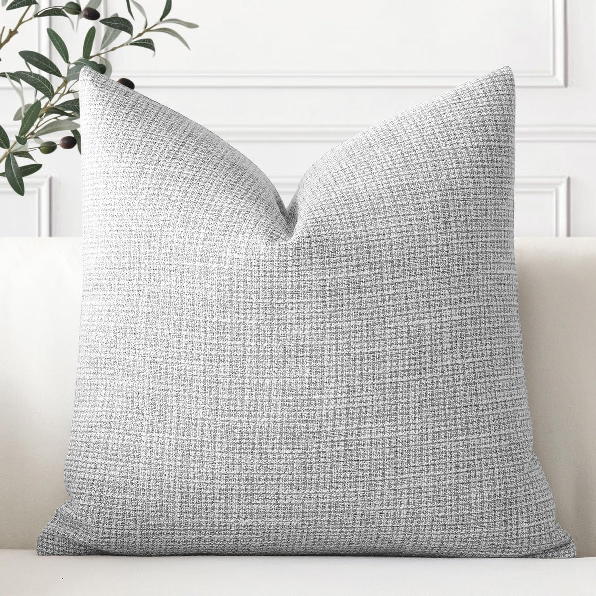 Artscope Linen Cushion Covers Set of 1 Decorative Square Pillowcase Pillow Cover 18x18 Inch for Home Decor Sofa Bedroom Car 45x45cm Light Grey