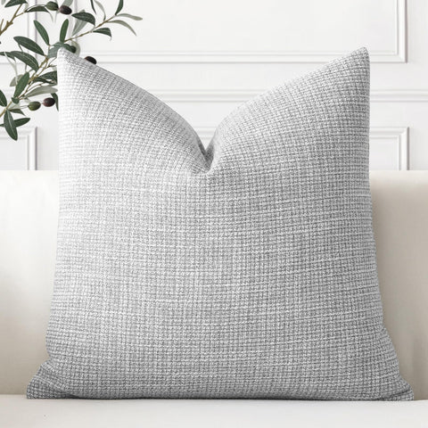 Artscope Linen Cushion Covers Set of 1 Decorative Square Pillowcase Pillow Cover 18x18 Inch for Home Decor Sofa Bedroom Car 45x45cm Light Grey